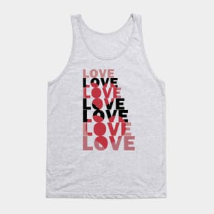 stacked word love with red hearts Tank Top
